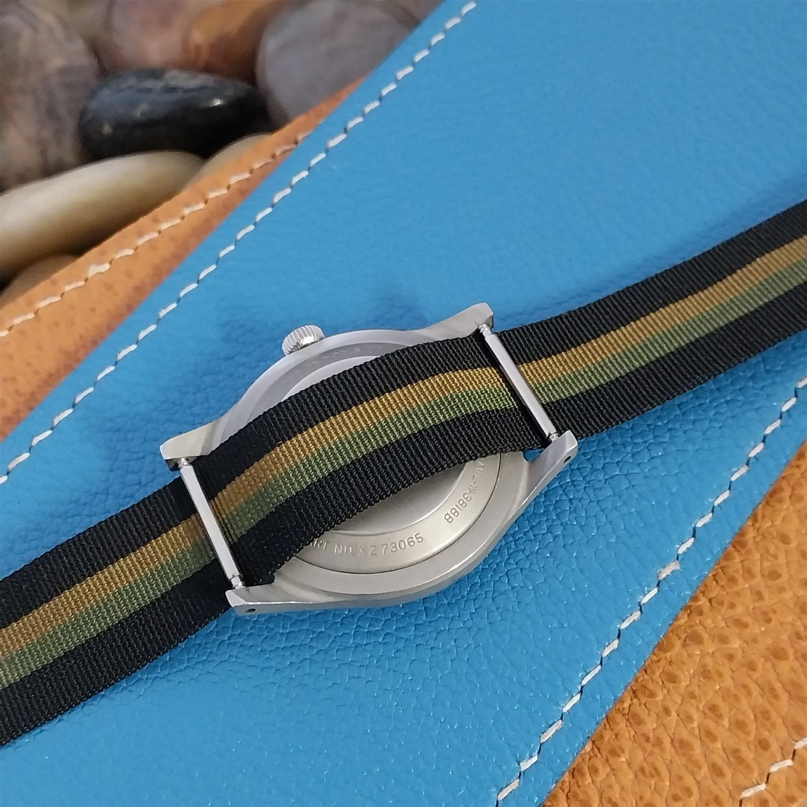 17mm Kreisler Single Pass Striped Nylon Unused Classic 1950s Vintage Watch Band