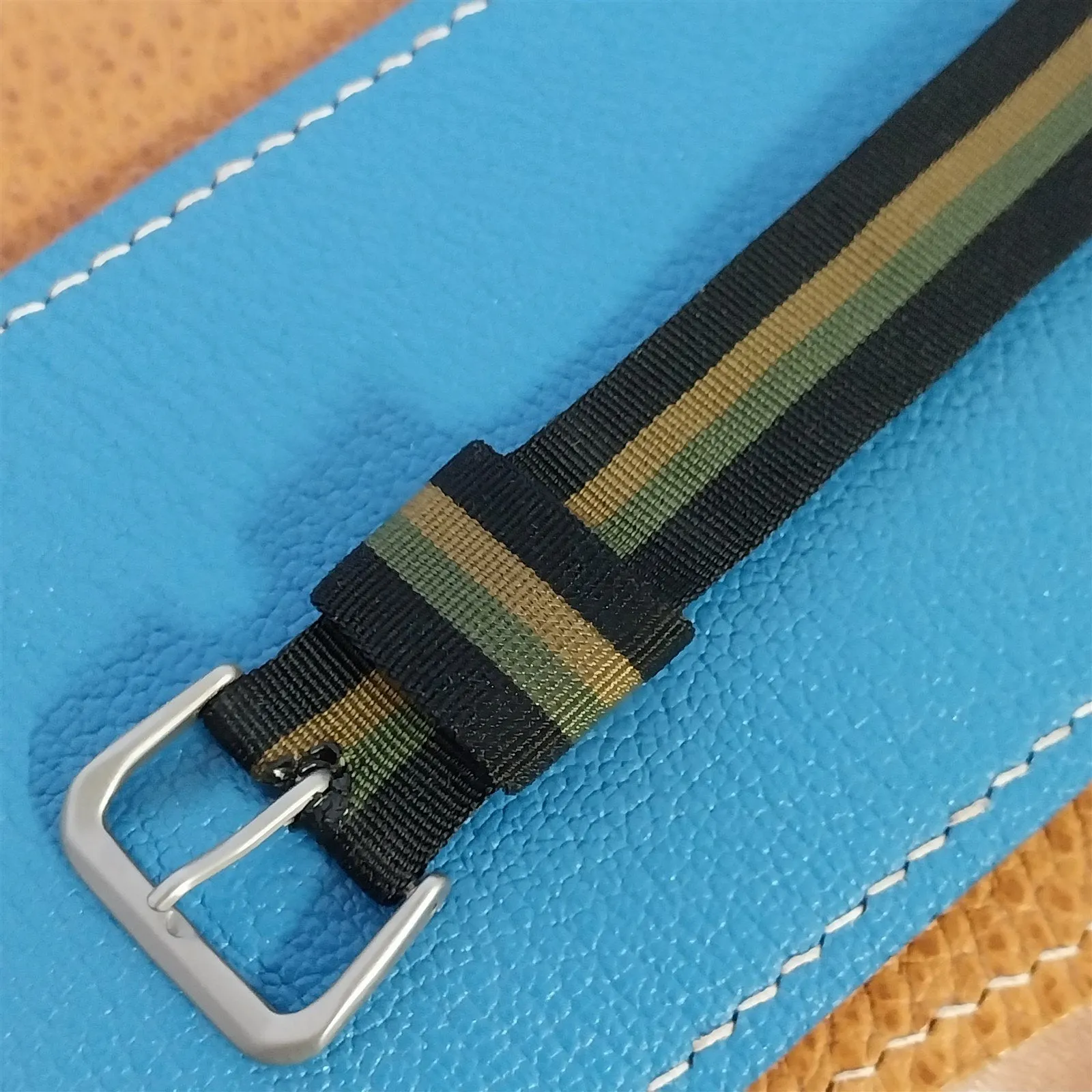 17mm Kreisler Single Pass Striped Nylon Unused Classic 1950s Vintage Watch Band