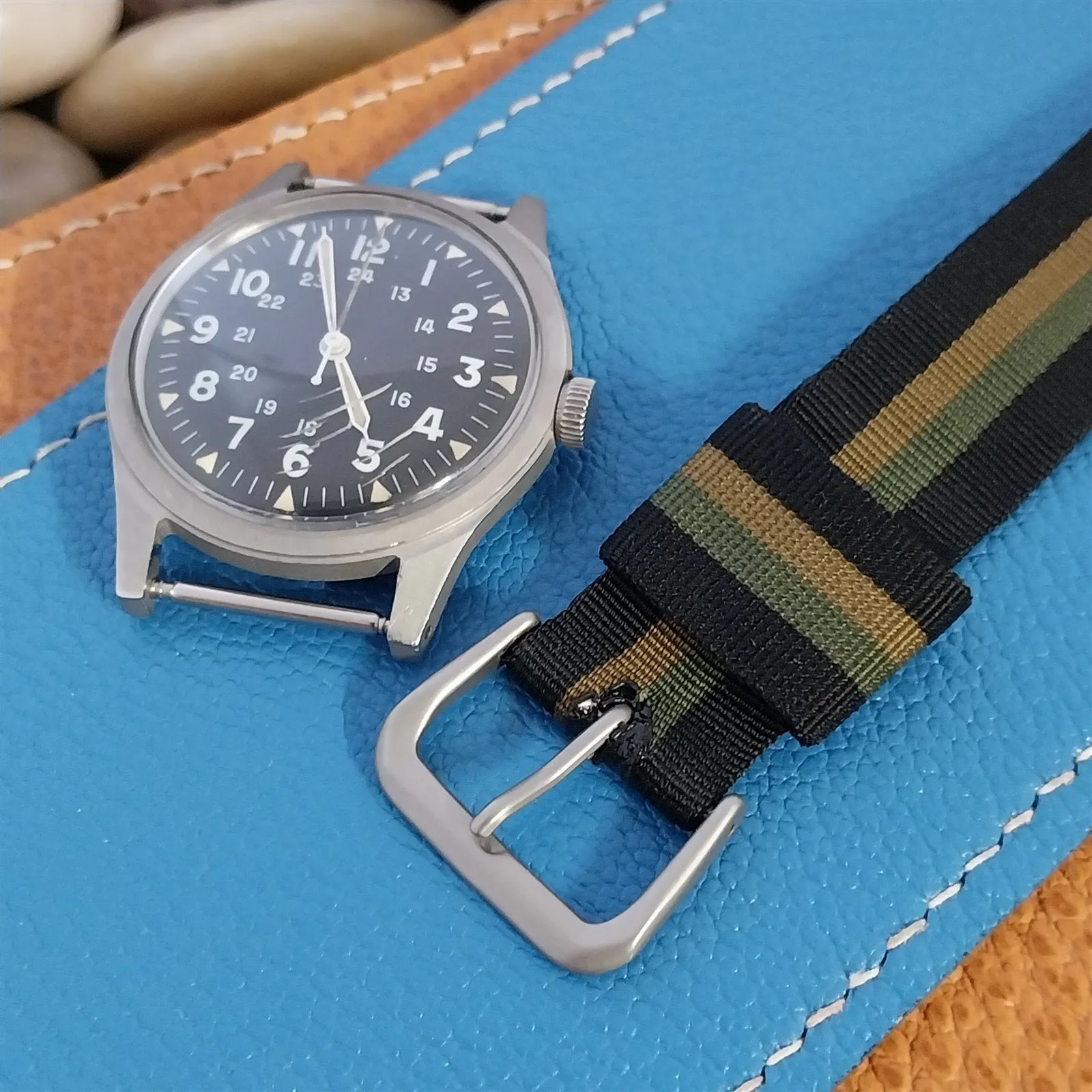 17mm Kreisler Single Pass Striped Nylon Unused Classic 1950s Vintage Watch Band