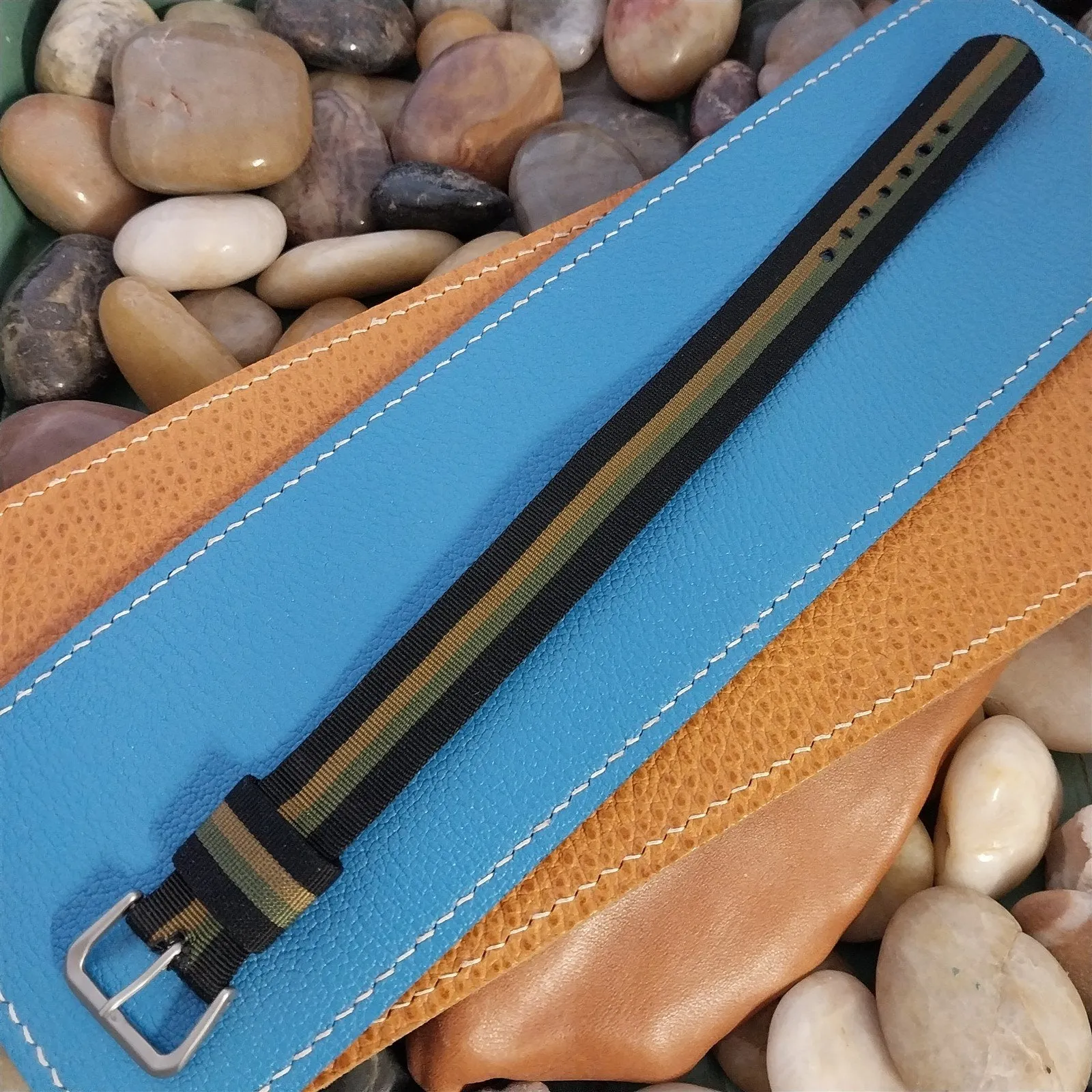 17mm Kreisler Single Pass Striped Nylon Unused Classic 1950s Vintage Watch Band