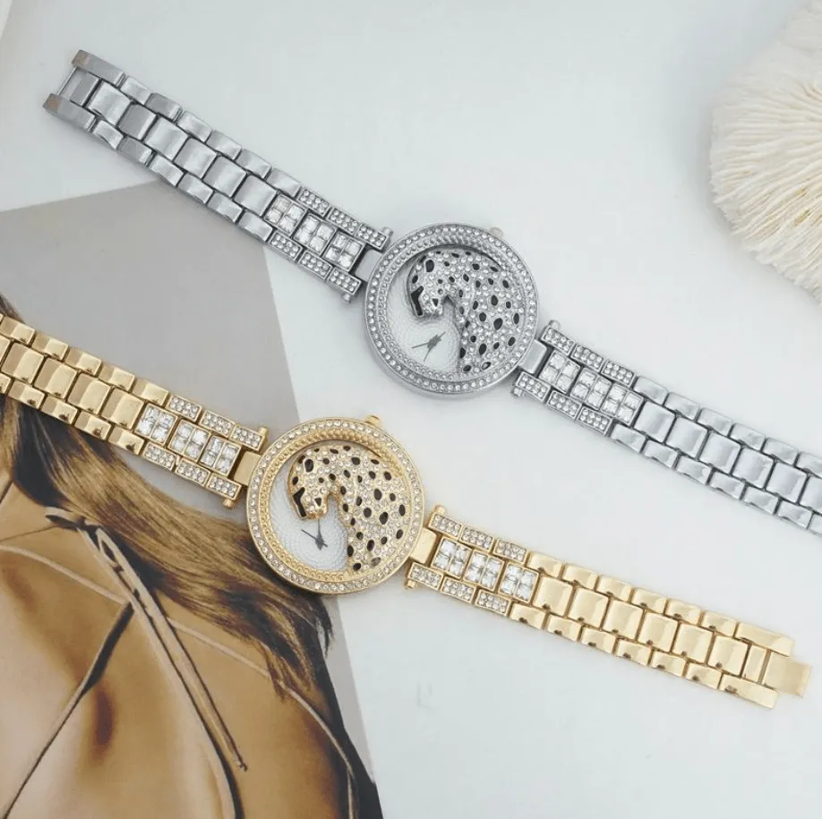 18k Gold Quartz Diamond Leopard Watch