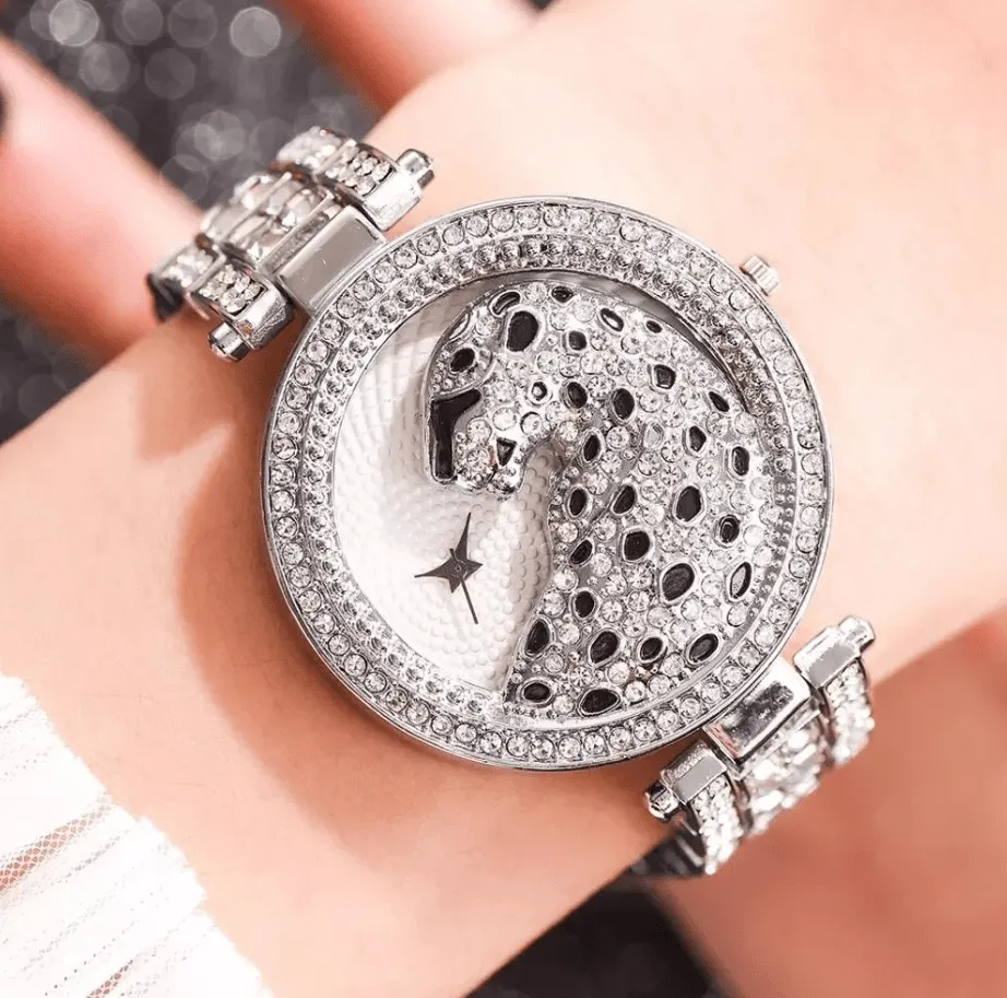 18k Gold Quartz Diamond Leopard Watch