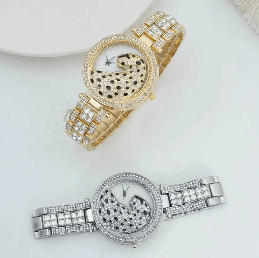 18k Gold Quartz Diamond Leopard Watch