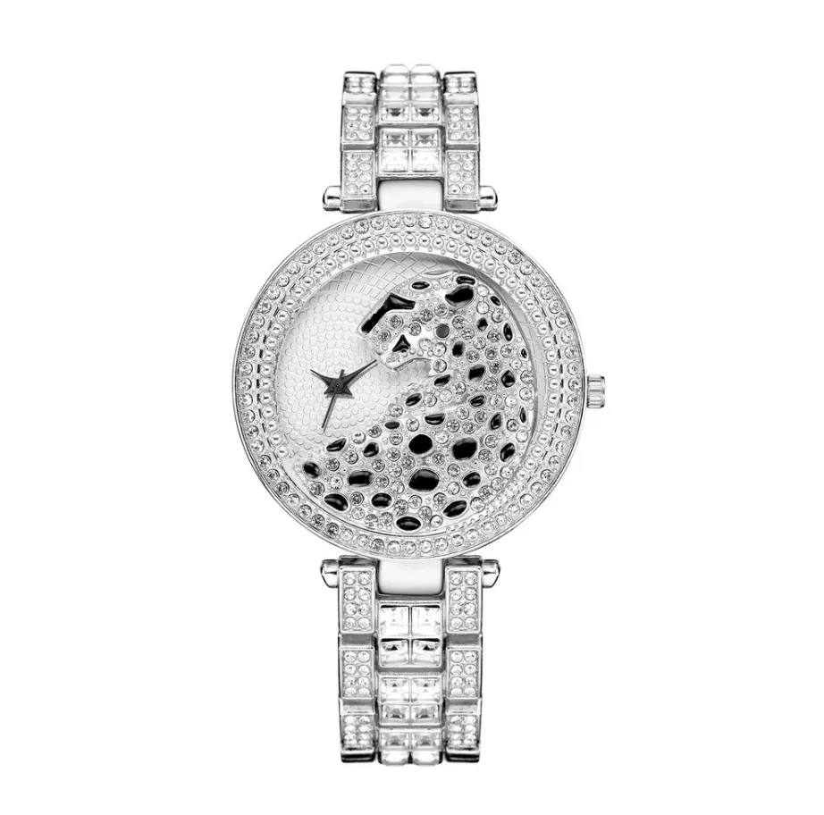 18k Gold Quartz Diamond Leopard Watch