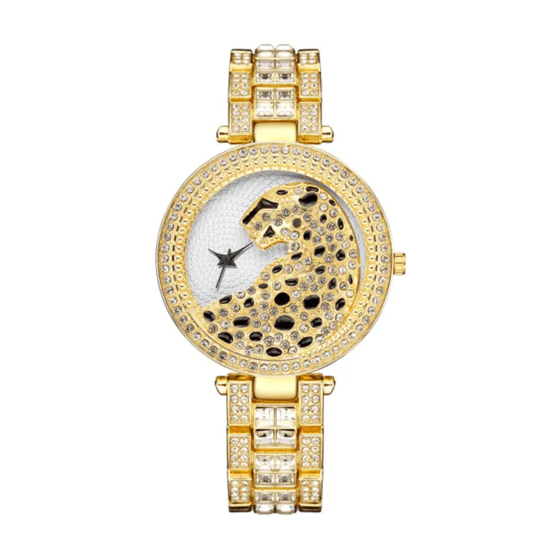 18k Gold Quartz Diamond Leopard Watch