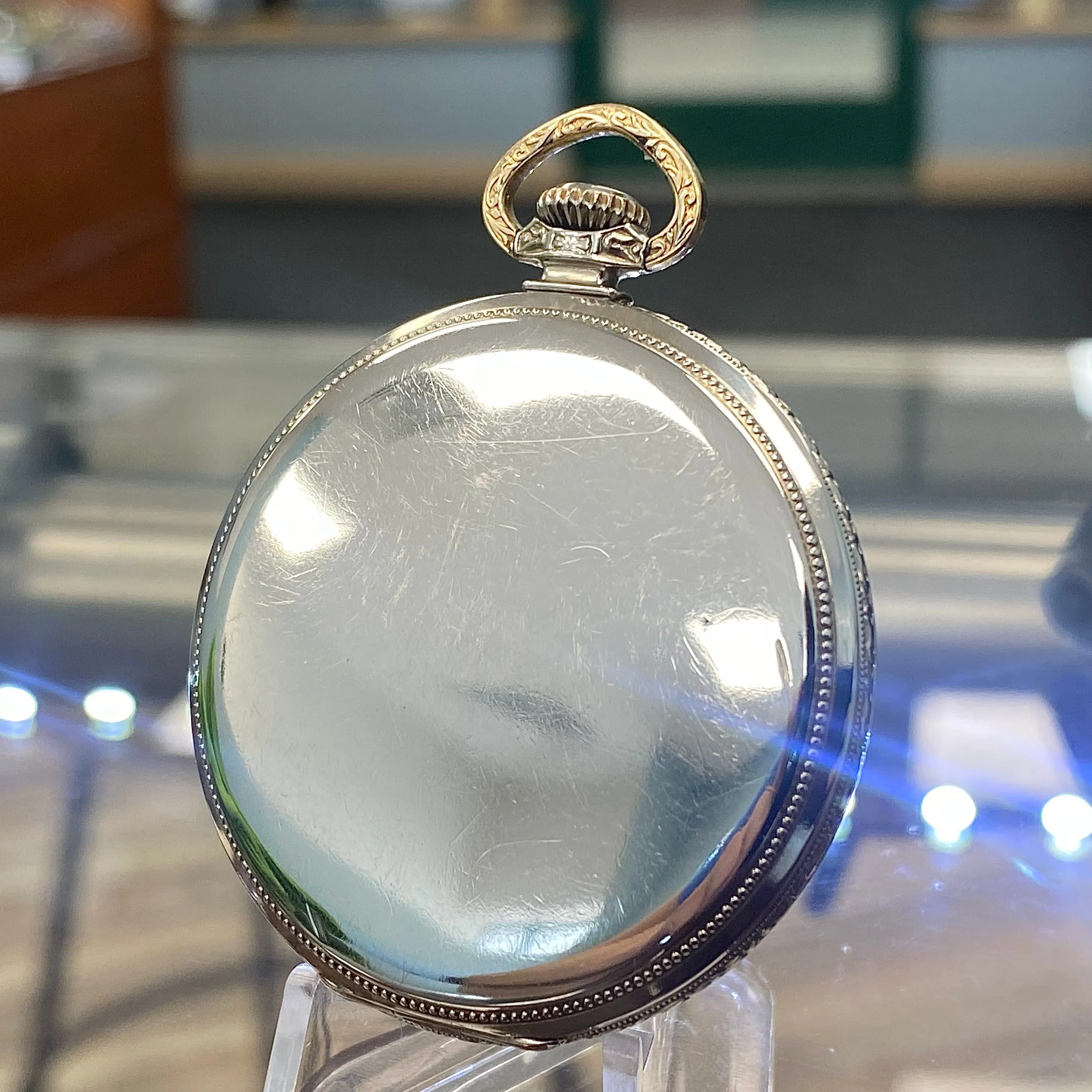 1926 HAMILTON Dress Pocket Watch 12s Grade 912 17 Jewels Adjusted Engraved Decorative 14K White G.F. - Case serial # 6871431