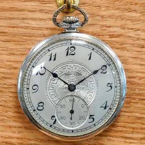 1926 HAMILTON Dress Pocket Watch 12s Grade 912 17 Jewels Adjusted Engraved Decorative 14K White G.F. - Case serial # 6871431