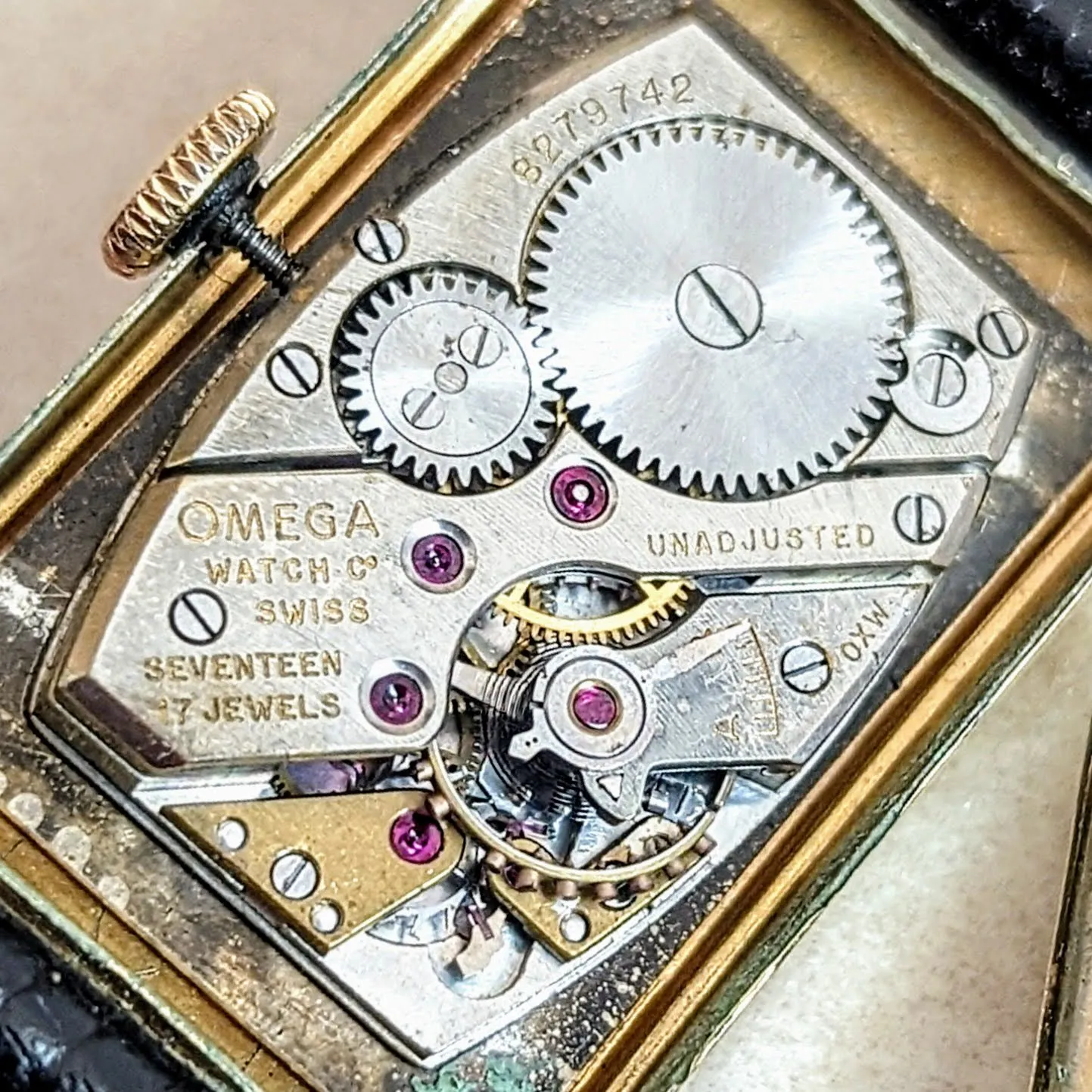 1934 OMEGA Jumbo Tank Watch Cal. T 17 14K Gold Filled Wristwatch