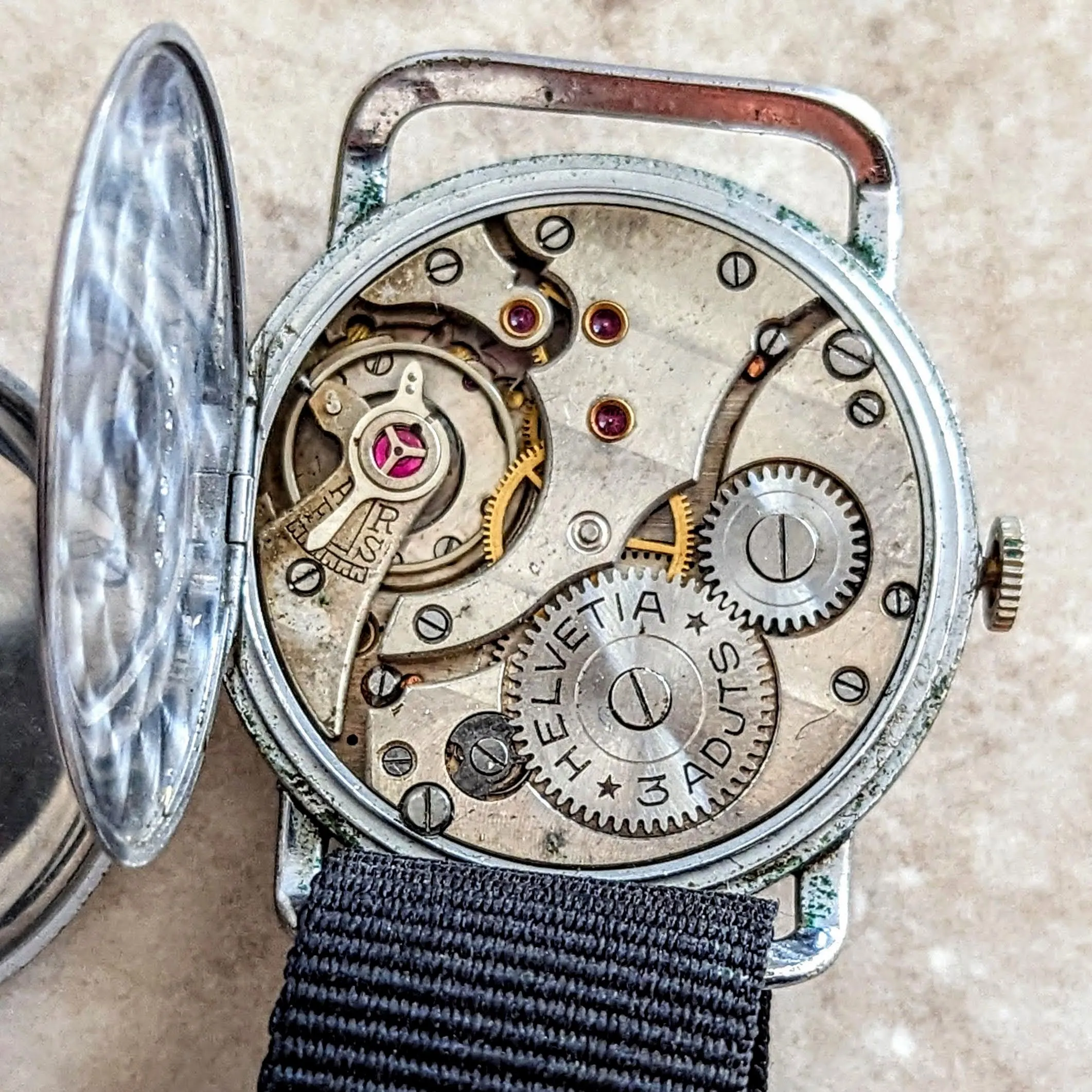 1939 HELVETIA Flieger Jumbo Watch WWII Pilot Vintage Wristwatch Cal. 51S 3 ADJTS