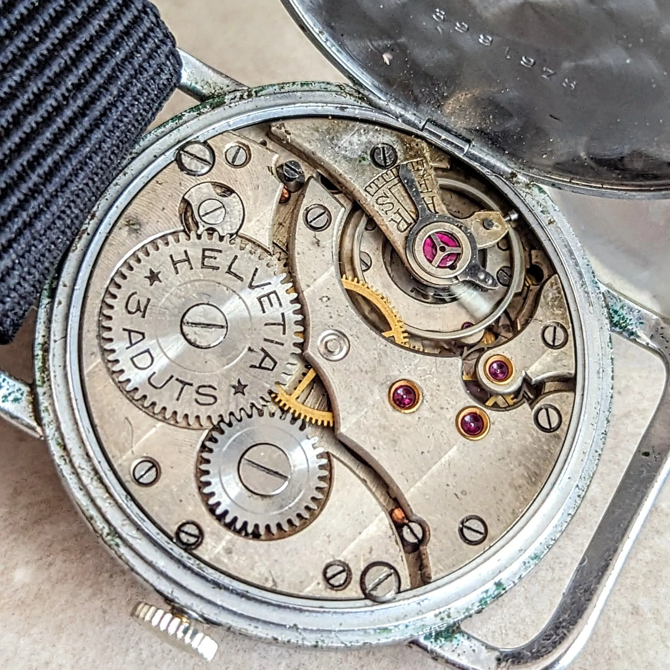 1939 HELVETIA Flieger Jumbo Watch WWII Pilot Vintage Wristwatch Cal. 51S 3 ADJTS