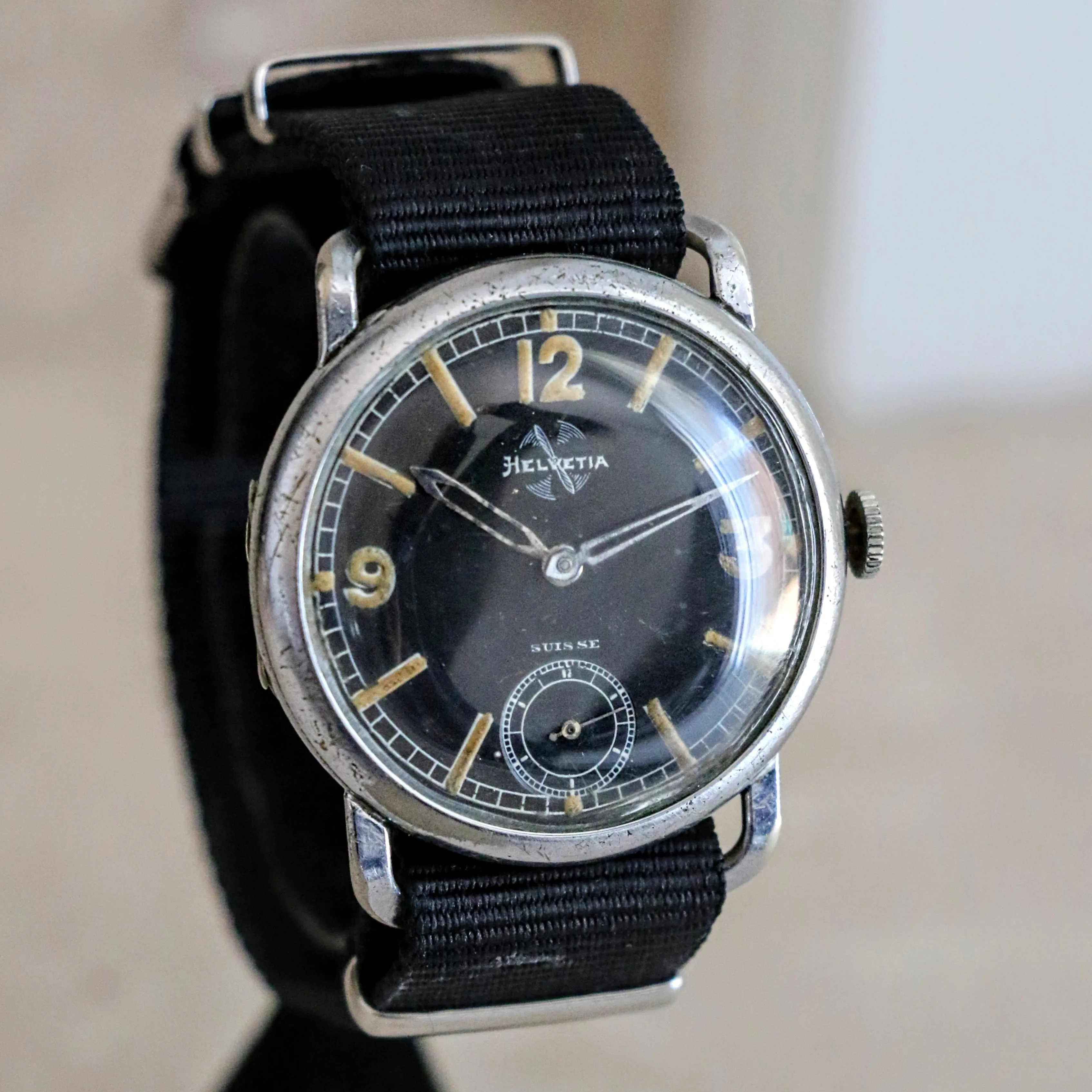 1939 HELVETIA Flieger Jumbo Watch WWII Pilot Vintage Wristwatch Cal. 51S 3 ADJTS