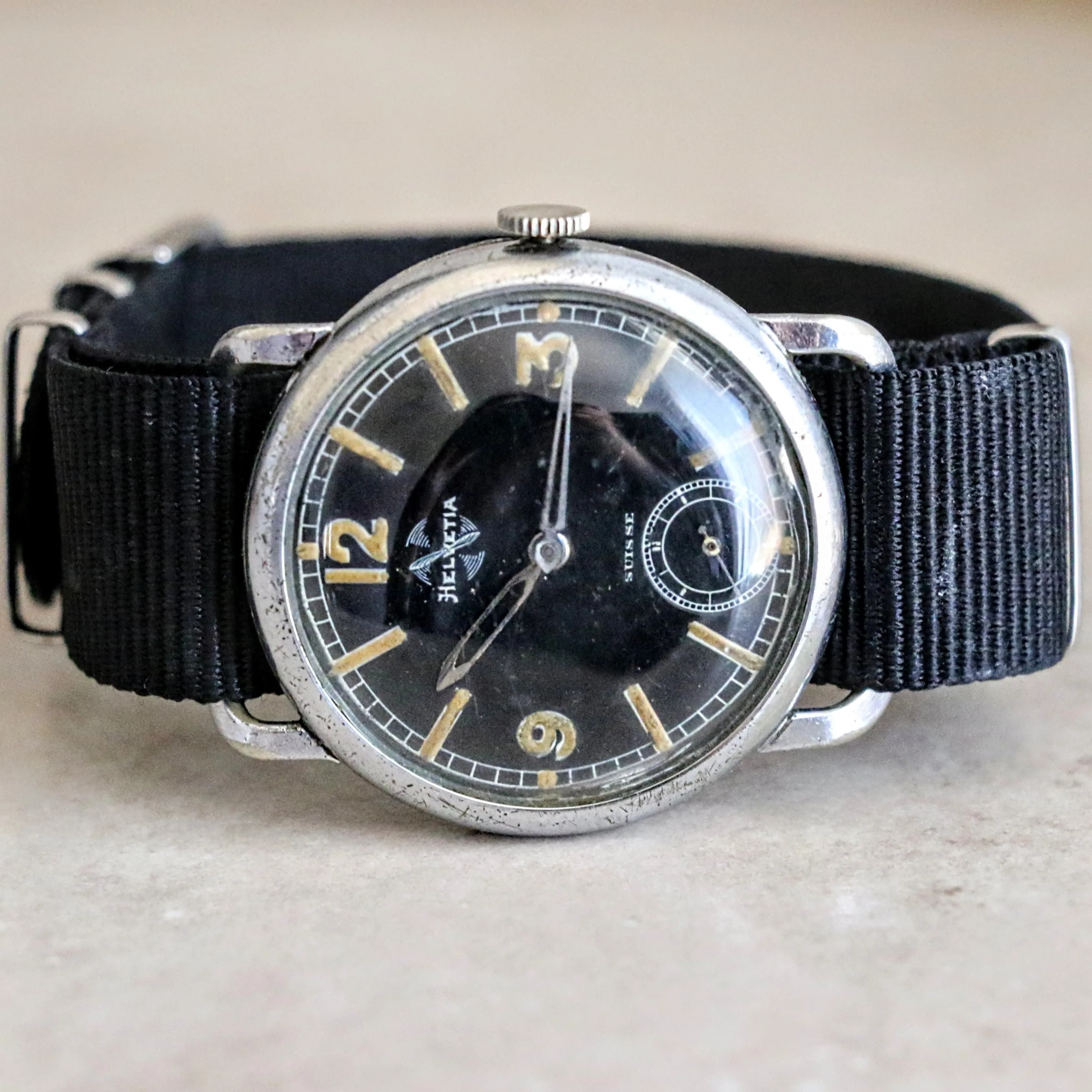 1939 HELVETIA Flieger Jumbo Watch WWII Pilot Vintage Wristwatch Cal. 51S 3 ADJTS