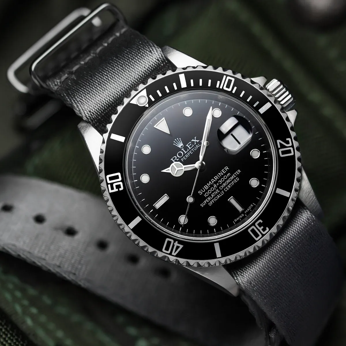 1973 British Military Watch Strap: ARMOURED - Admiralty Grey, Satin