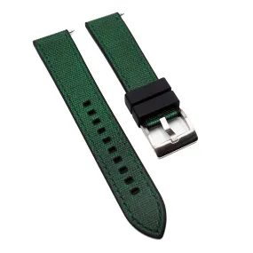 20mm, 22mm Hybrid Green Saffiano Leather FKM Rubber Watch Strap, Quick Release Spring Bars