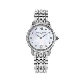 30MM FREDERIQUE CONSTANT CLASSICS SLIMLINE LADY'S QUARTZ WATCH WITH MOTHER-OF-PEARL DATE DIAL