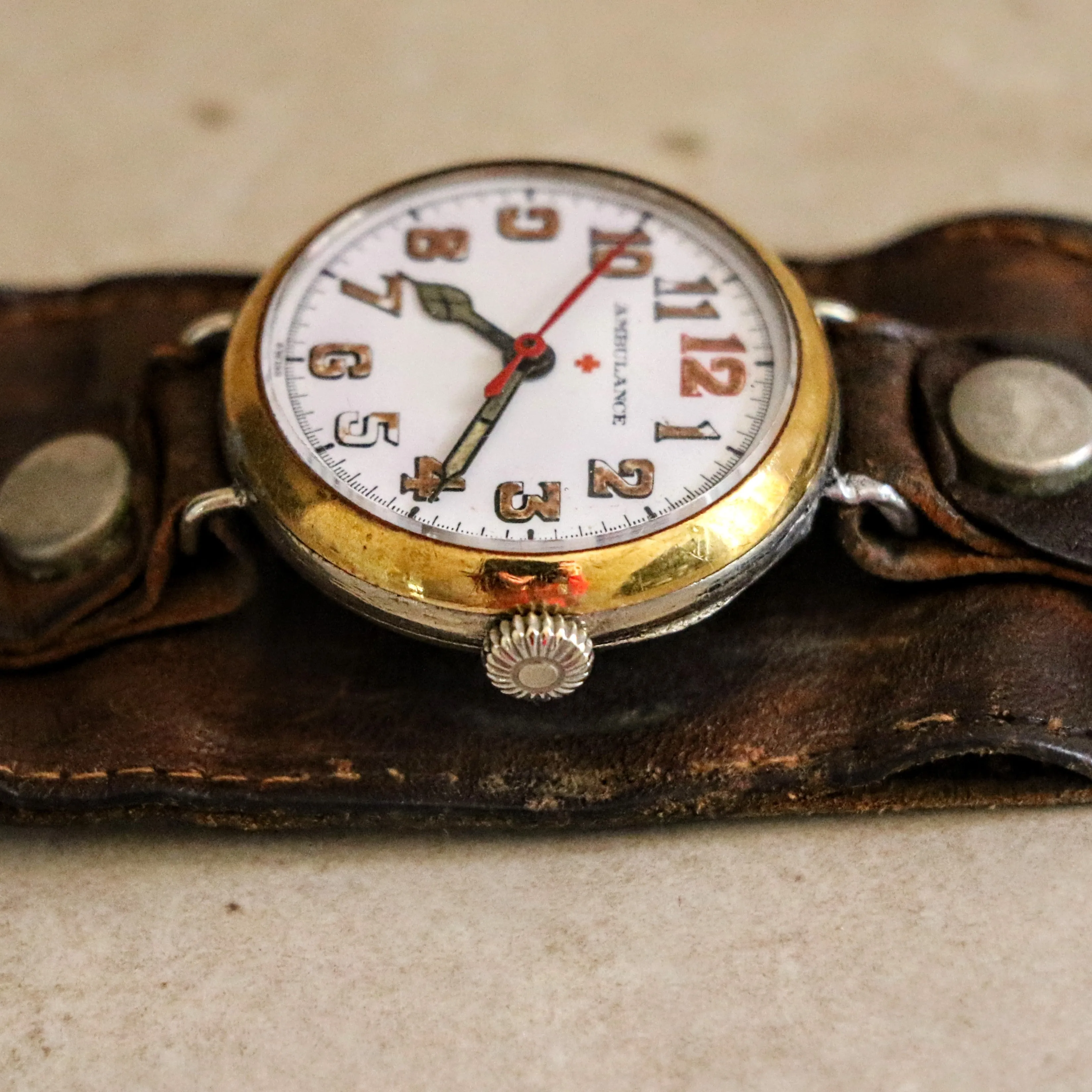 AMBULANCE Red Cross Trench Watch WWI Doctor’s Wristwatch by Marvin Watch Co.