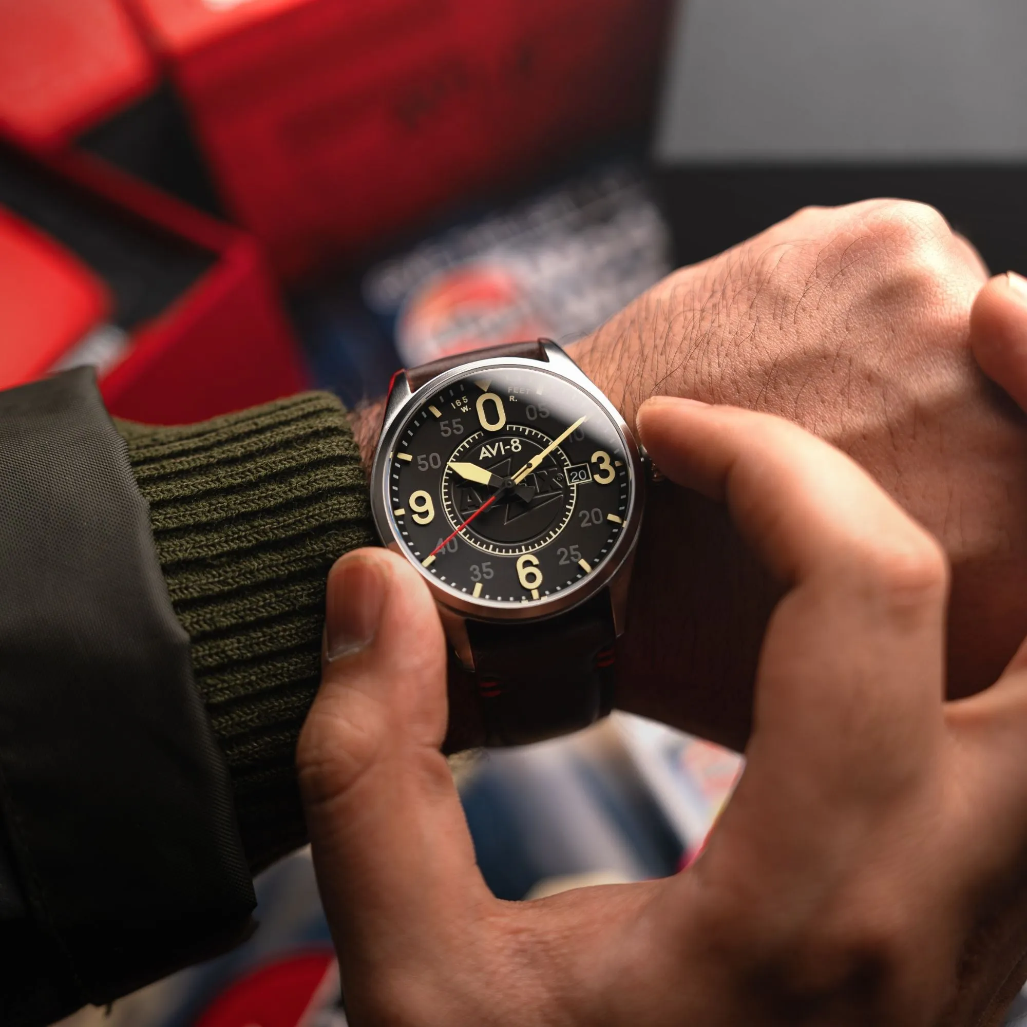 AVI-8 Spitfire Smith Automatic - Airfix Edition Granite Black Men's Watch AV-4090-08
