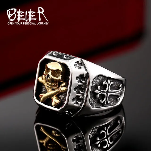 Beier 316L Stainless Steel ring  biker Ring skull Man's special copper fashion jewelry  BR8-331