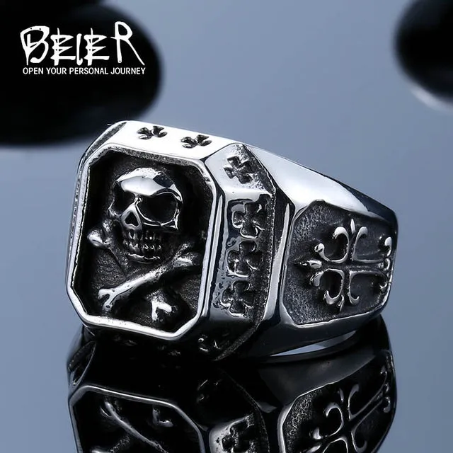 Beier 316L Stainless Steel ring  biker Ring skull Man's special copper fashion jewelry  BR8-331