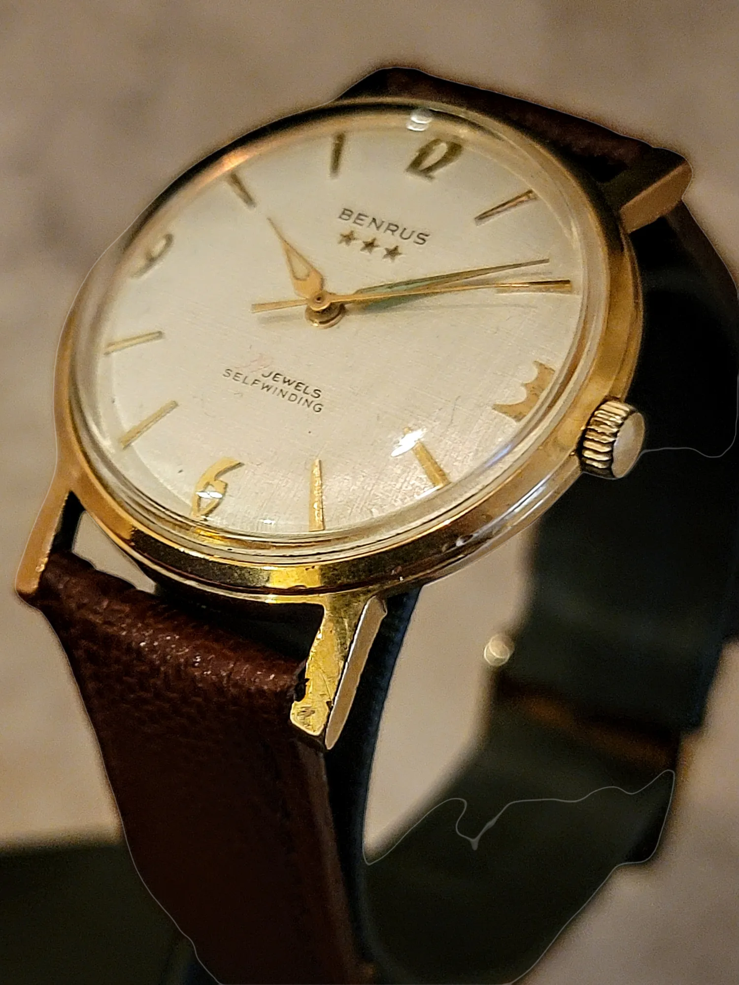 BENRUS Three Stars 39 Jewels Self-Winding Watch Cal. ETA 2451 - In BOX!