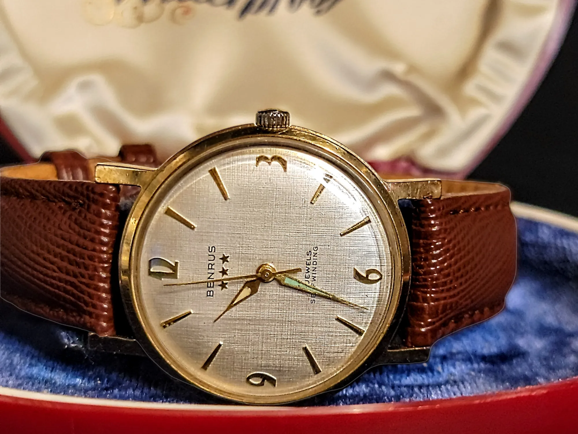 BENRUS Three Stars 39 Jewels Self-Winding Watch Cal. ETA 2451 - In BOX!