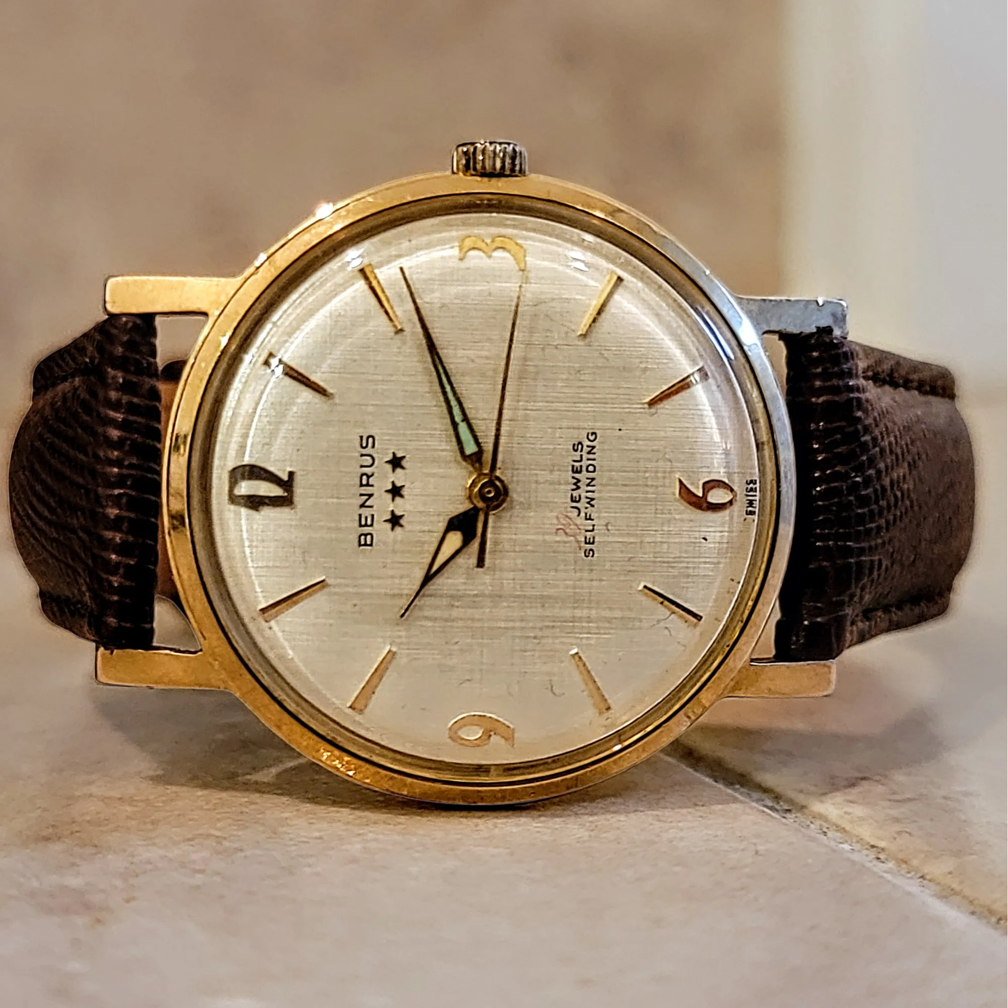 BENRUS Three Stars 39 Jewels Self-Winding Watch Cal. ETA 2451 - In BOX!