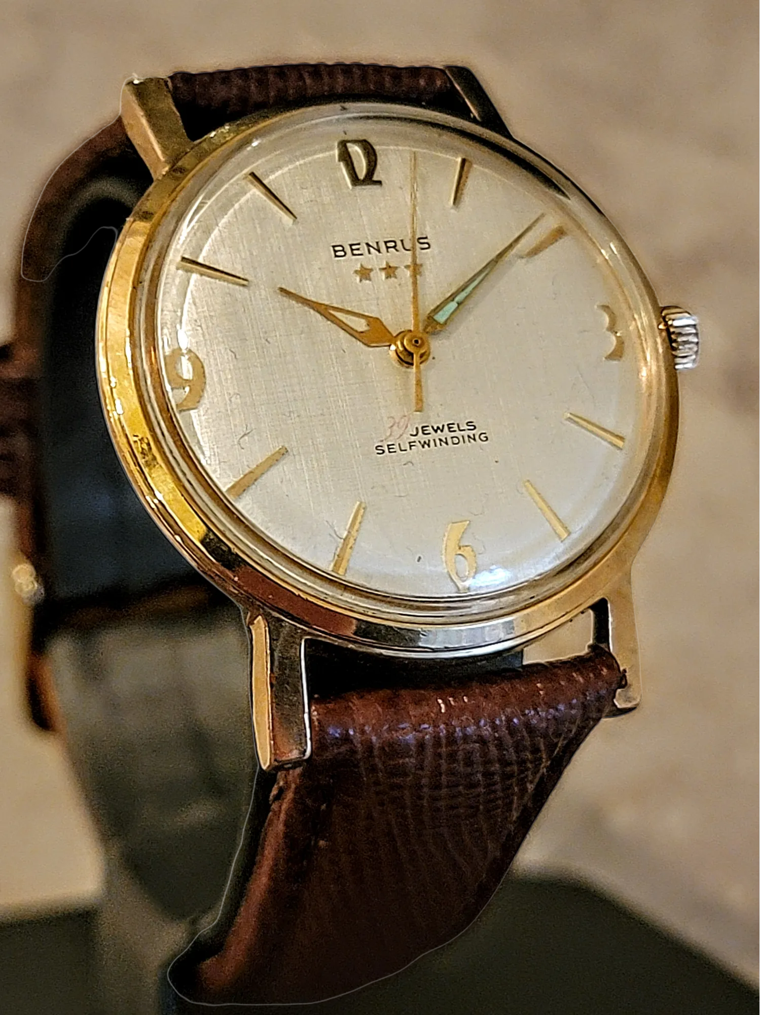 BENRUS Three Stars 39 Jewels Self-Winding Watch Cal. ETA 2451 - In BOX!
