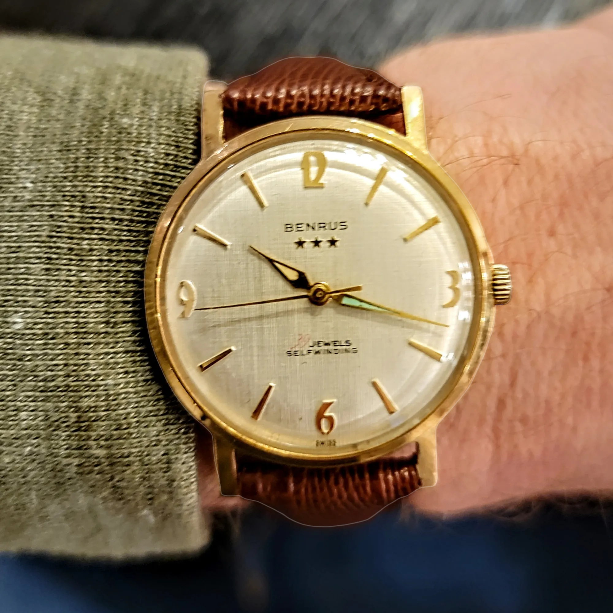 BENRUS Three Stars 39 Jewels Self-Winding Watch Cal. ETA 2451 - In BOX!