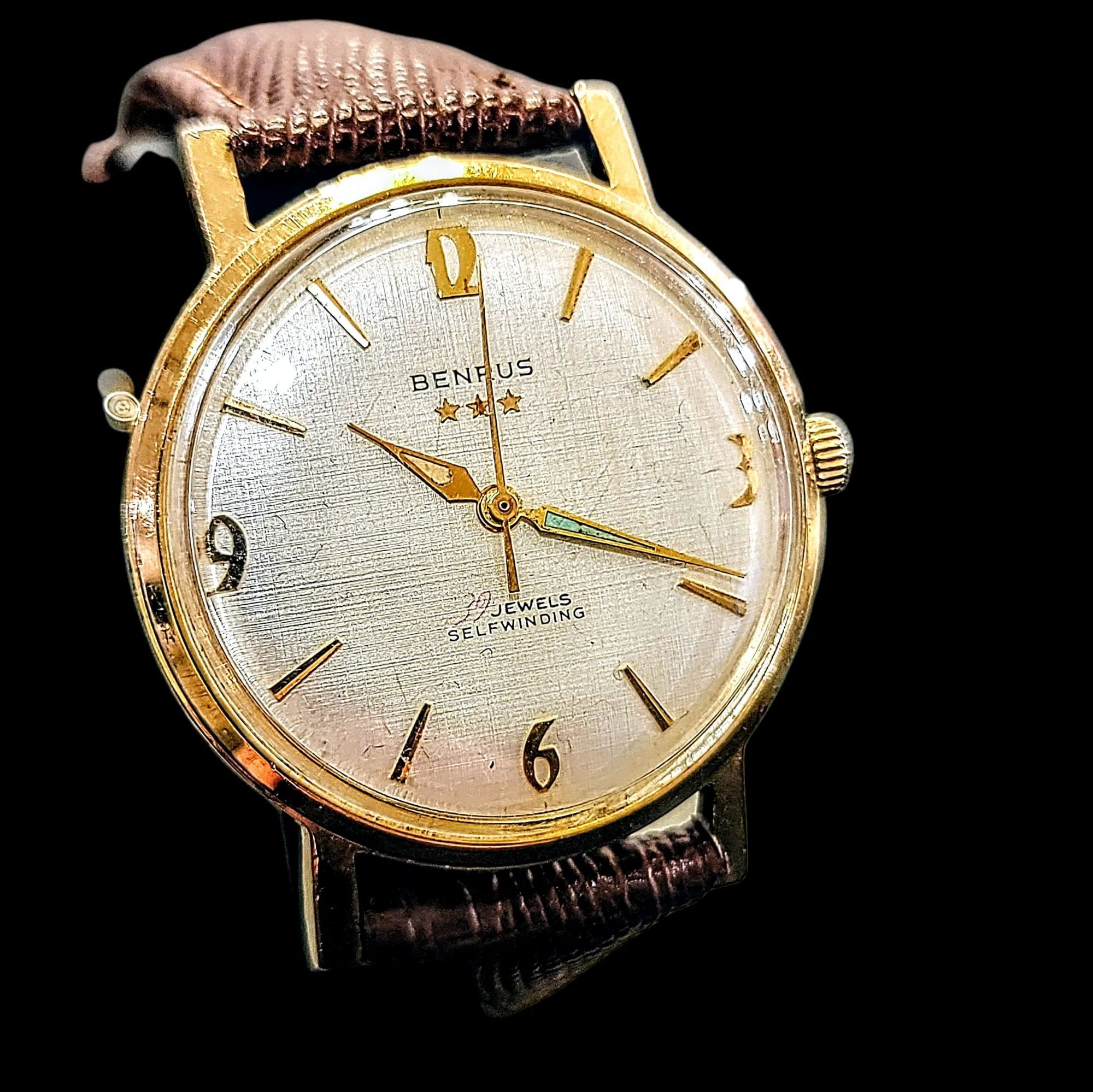 BENRUS Three Stars 39 Jewels Self-Winding Watch Cal. ETA 2451 - In BOX!