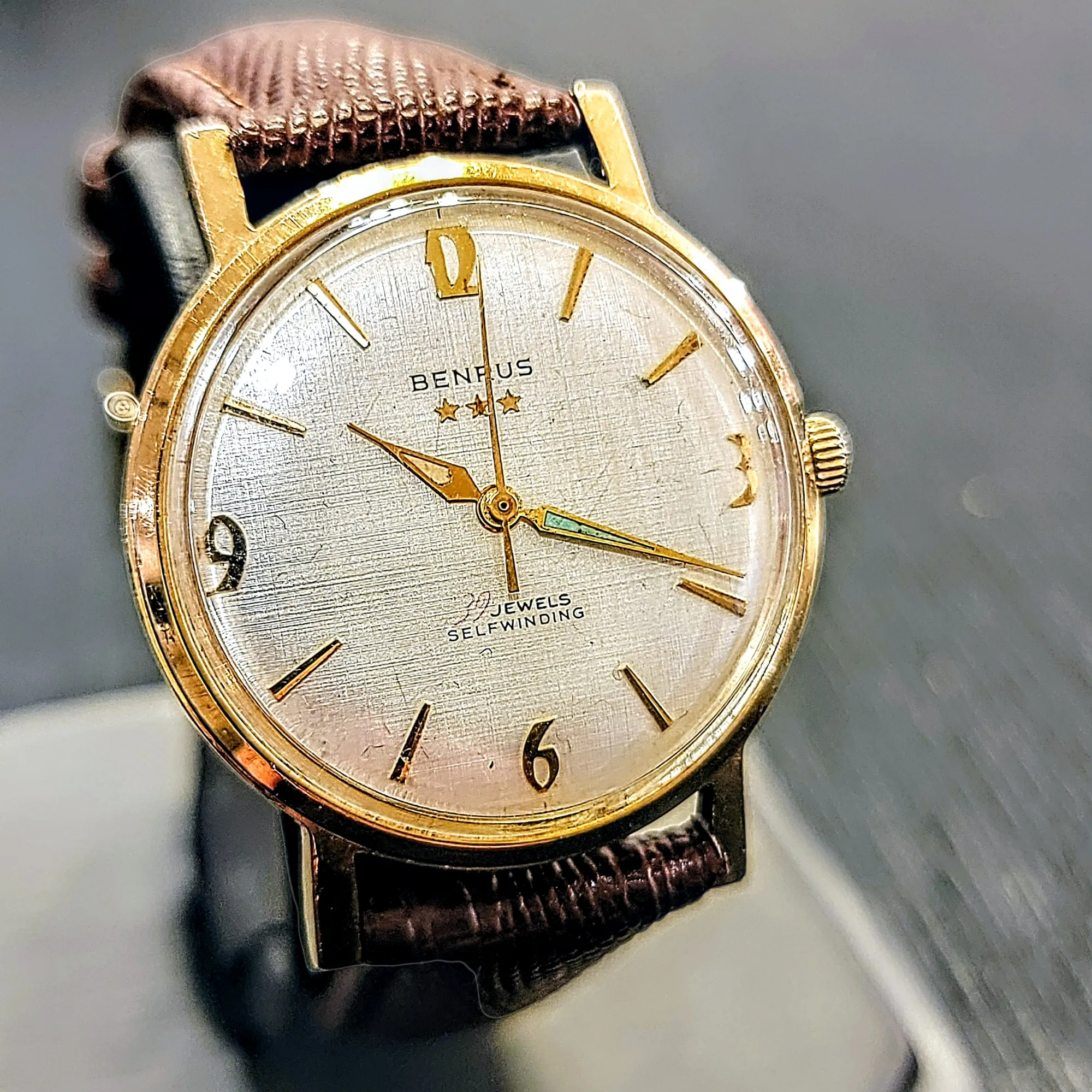 BENRUS Three Stars 39 Jewels Self-Winding Watch Cal. ETA 2451 - In BOX!
