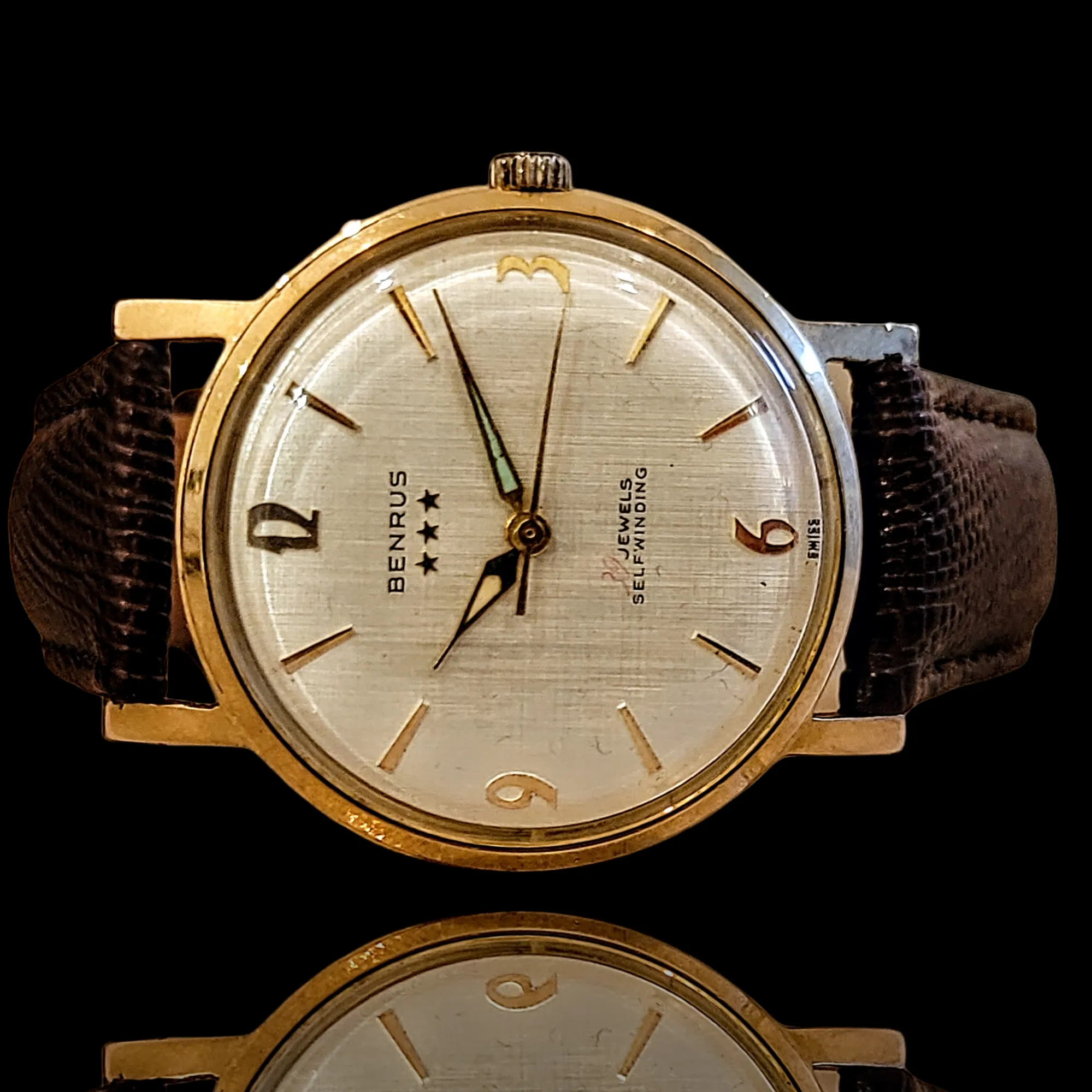 BENRUS Three Stars 39 Jewels Self-Winding Watch Cal. ETA 2451 - In BOX!