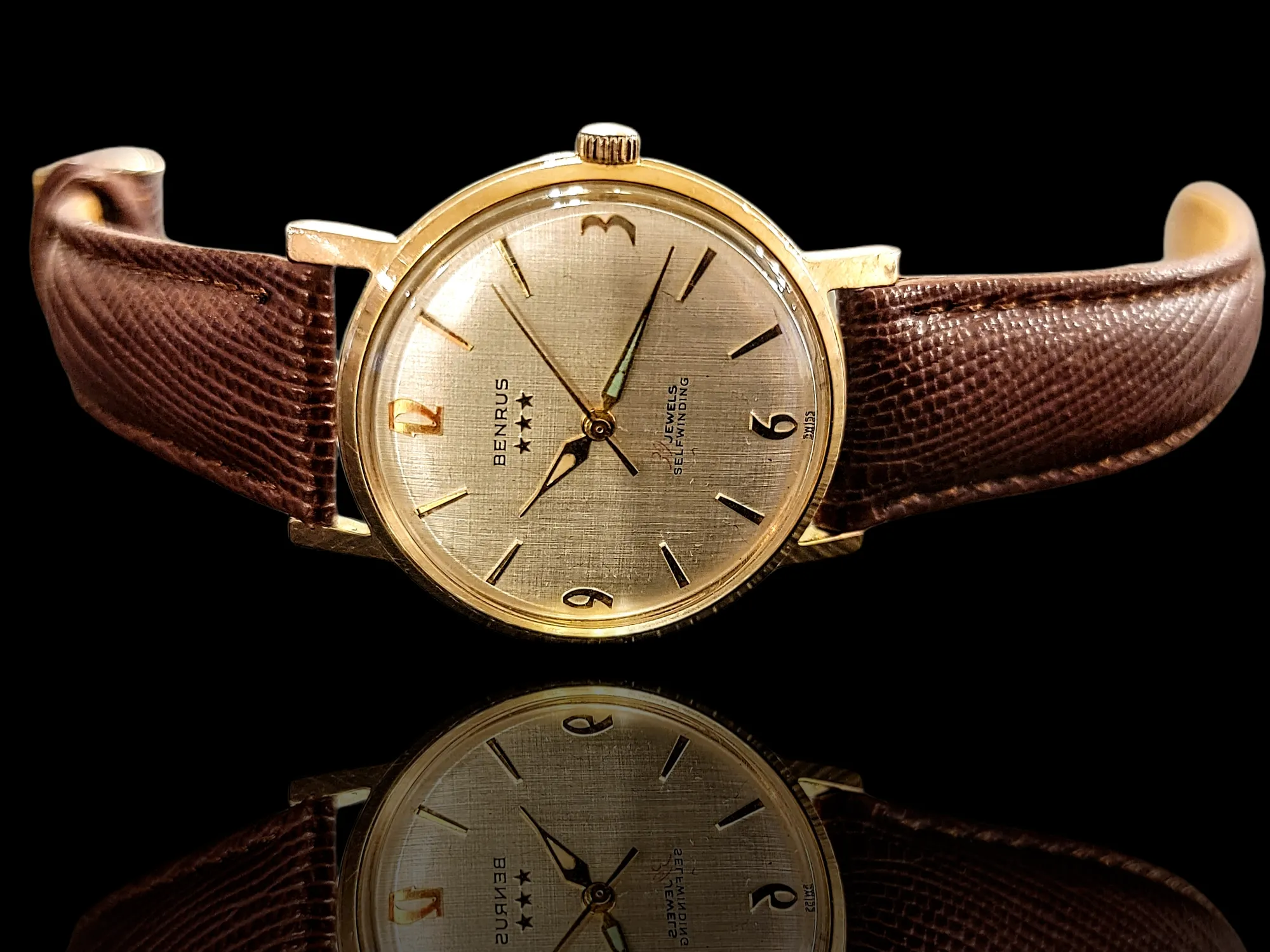 BENRUS Three Stars 39 Jewels Self-Winding Watch Cal. ETA 2451 - In BOX!