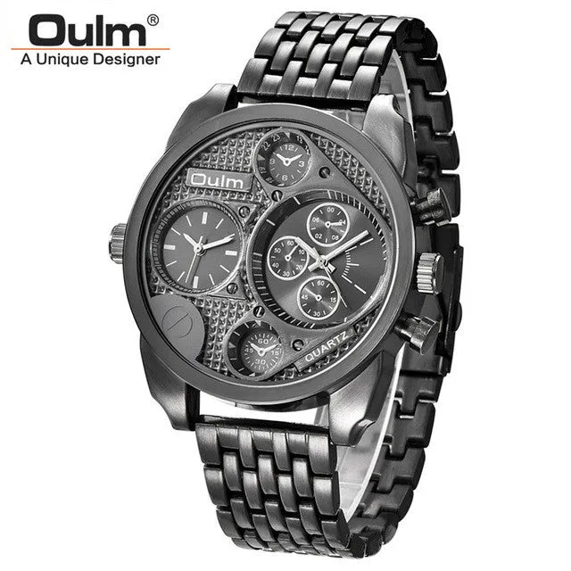 Black Gold Individuality Big Watch Man Luxury Brand Quartz Wrist Watches Men Full Steel Watch Military Clock Male montre homme