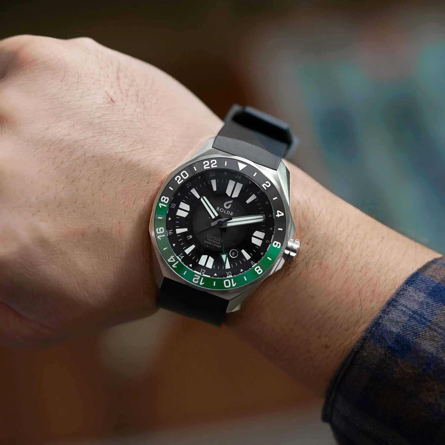 Boldr Odyssey Freediver GMT - Black / Green - LIKE NEW