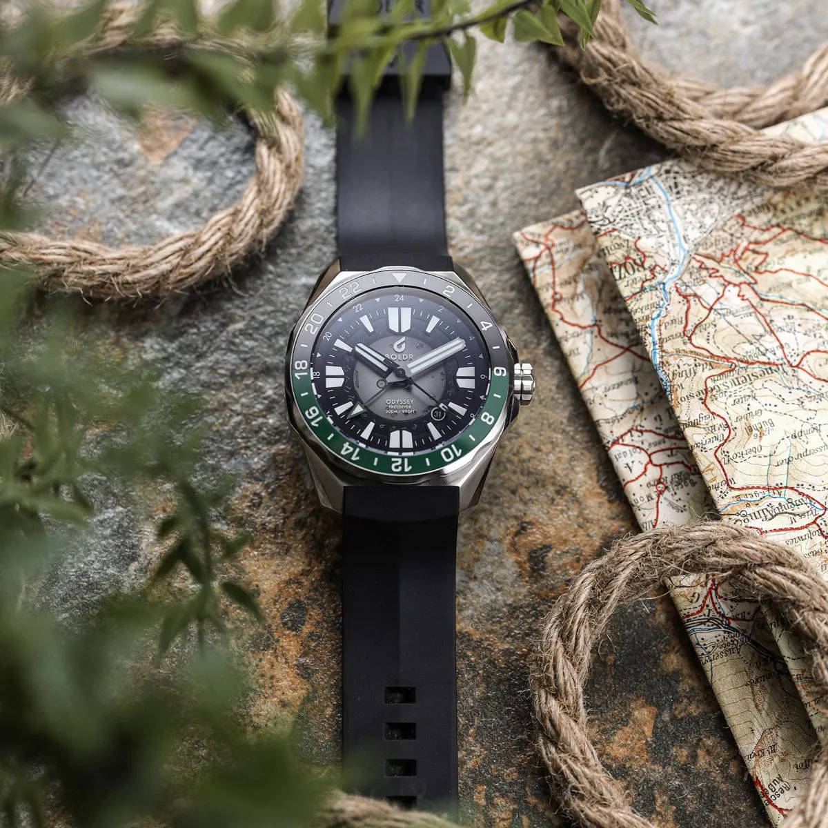 Boldr Odyssey Freediver GMT - Black / Green - LIKE NEW