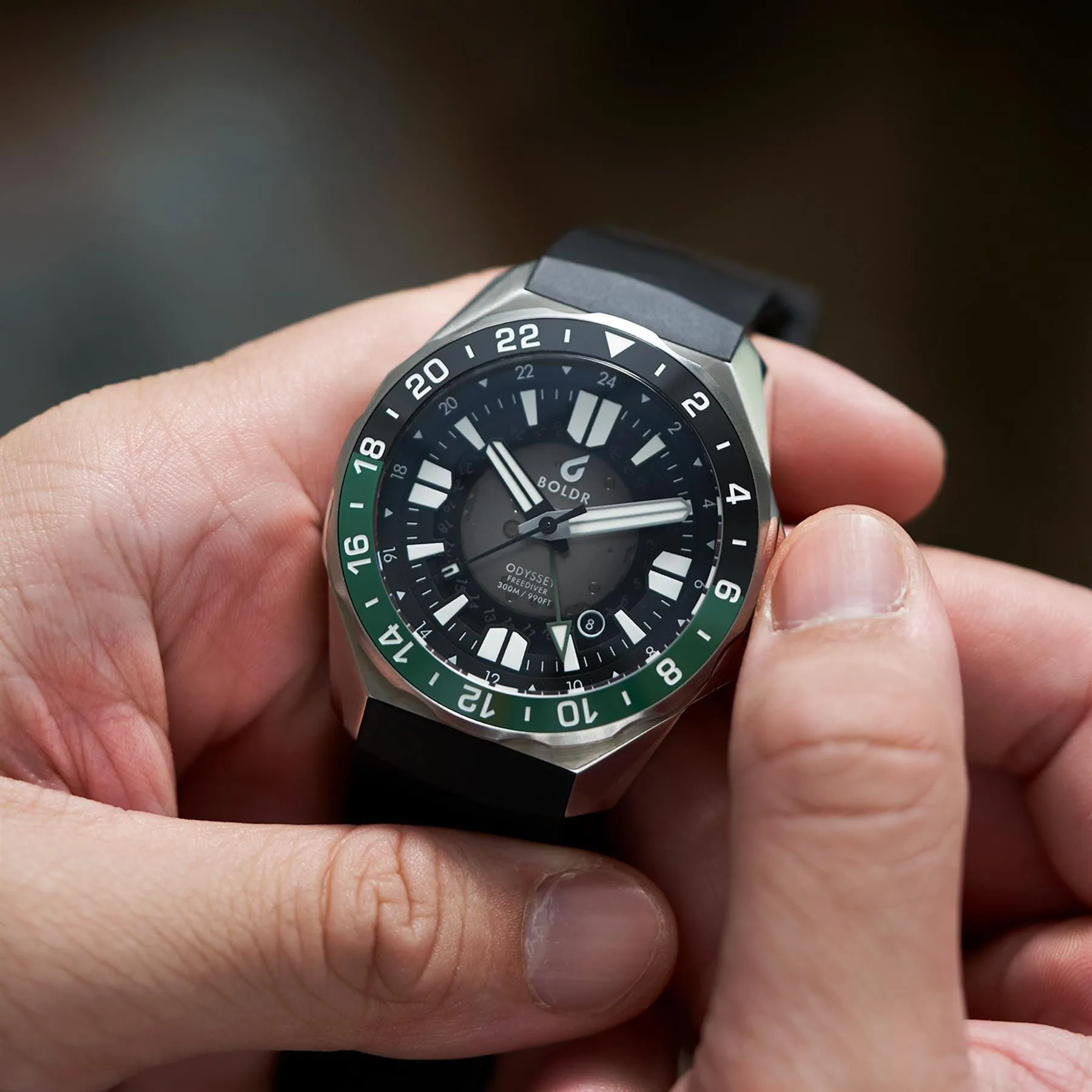 Boldr Odyssey Freediver GMT - Black / Green - LIKE NEW