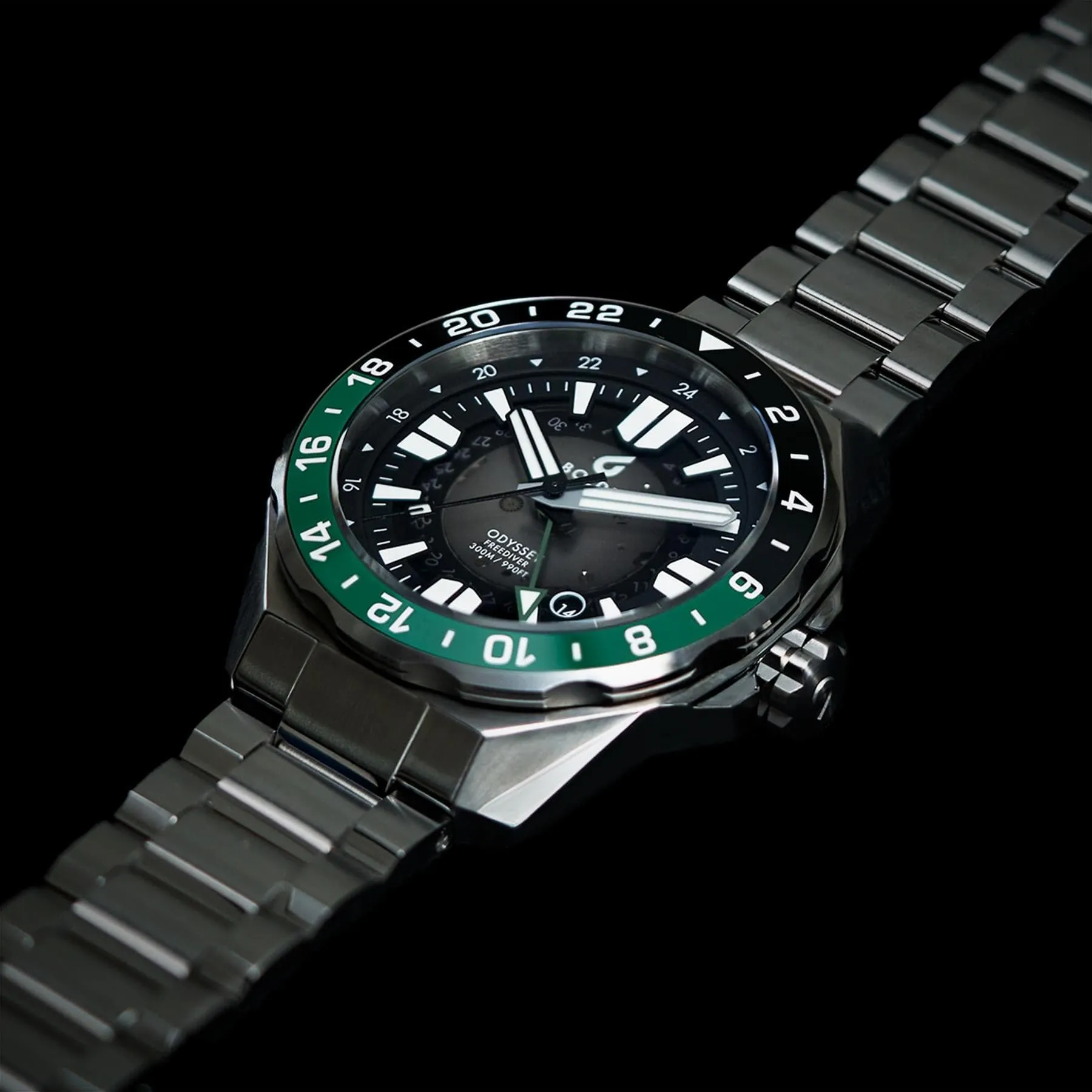Boldr Odyssey Freediver GMT - Black / Green - LIKE NEW