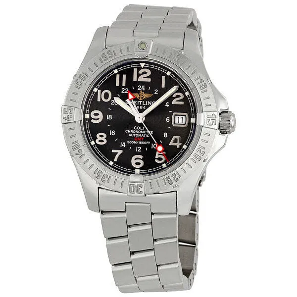 Breitling Aeromarine Colt GMT Steel Black Men's Watch A3235011-B715SS A3235011/B715/136A