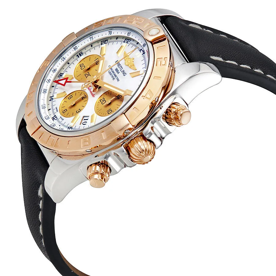 Breitling Chronomat 44 GMT Mother of Pearl Dial Black Leather Men's Watch CB042012/A739BKLT CB042012-A739-435X-A20BA.1