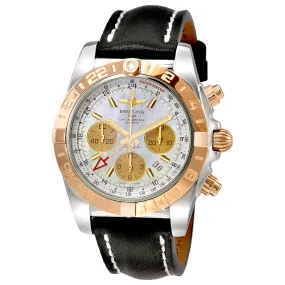 Breitling Chronomat 44 GMT Mother of Pearl Dial Black Leather Men's Watch CB042012/A739BKLT CB042012-A739-435X-A20BA.1