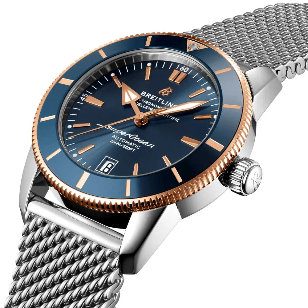 Breitling Superocean Heritage B20 42mm Blue Dial 18ct Red Gold & Steel Automatic Gents Watch UB2010161C1A1
