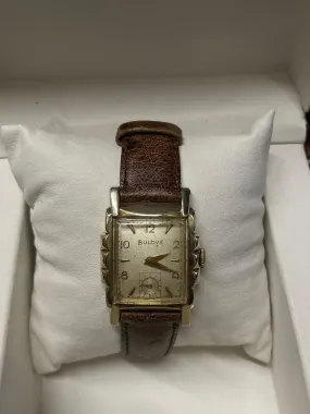 BULOVA 1940s Unique Rectangular Case Design Silver Oyster Dial - $7K APR w/ COA!