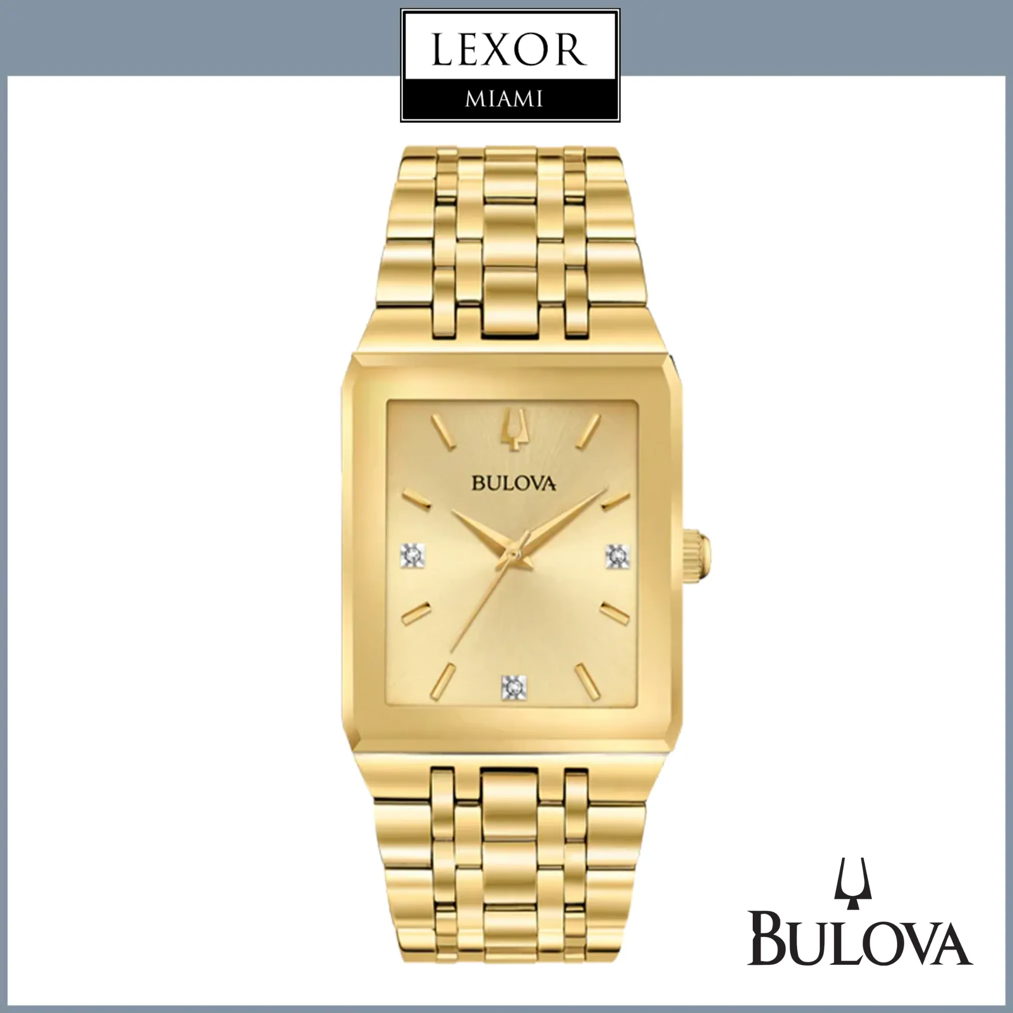 Bulova 97D120 Quadra Diamond Gold Stainless Steel Strap Unisex Watches