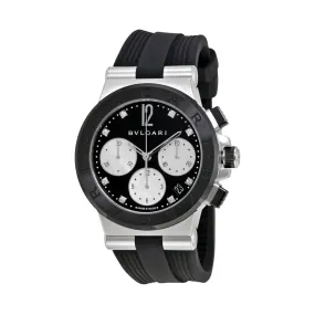 Bvlgari Diagono Black Lacquered Diamond Dial Chronograph Ladies Watch 102049