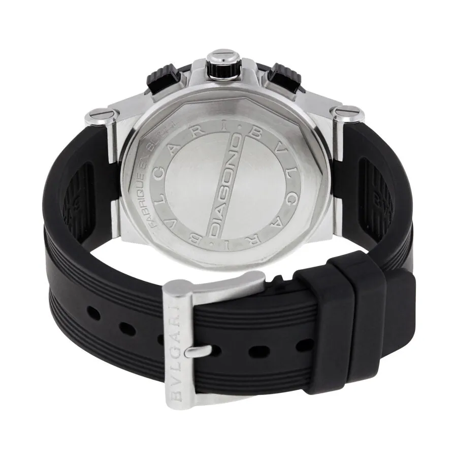 Bvlgari Diagono Black Lacquered Diamond Dial Chronograph Ladies Watch 102049