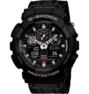 Casio G Shock Black Dial Nylon Strap Men's Watch GA100MC-1ACR