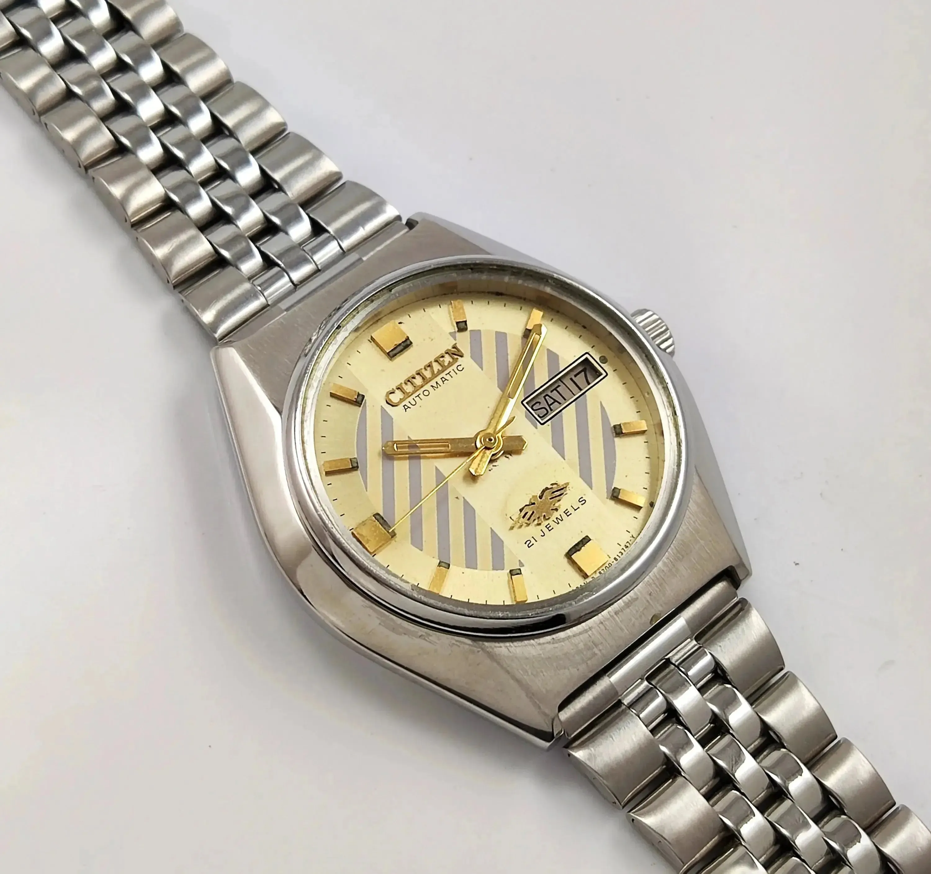 Citizen Cream Dial Automatic 21 Jewels Day Date Men's Watch 8200A