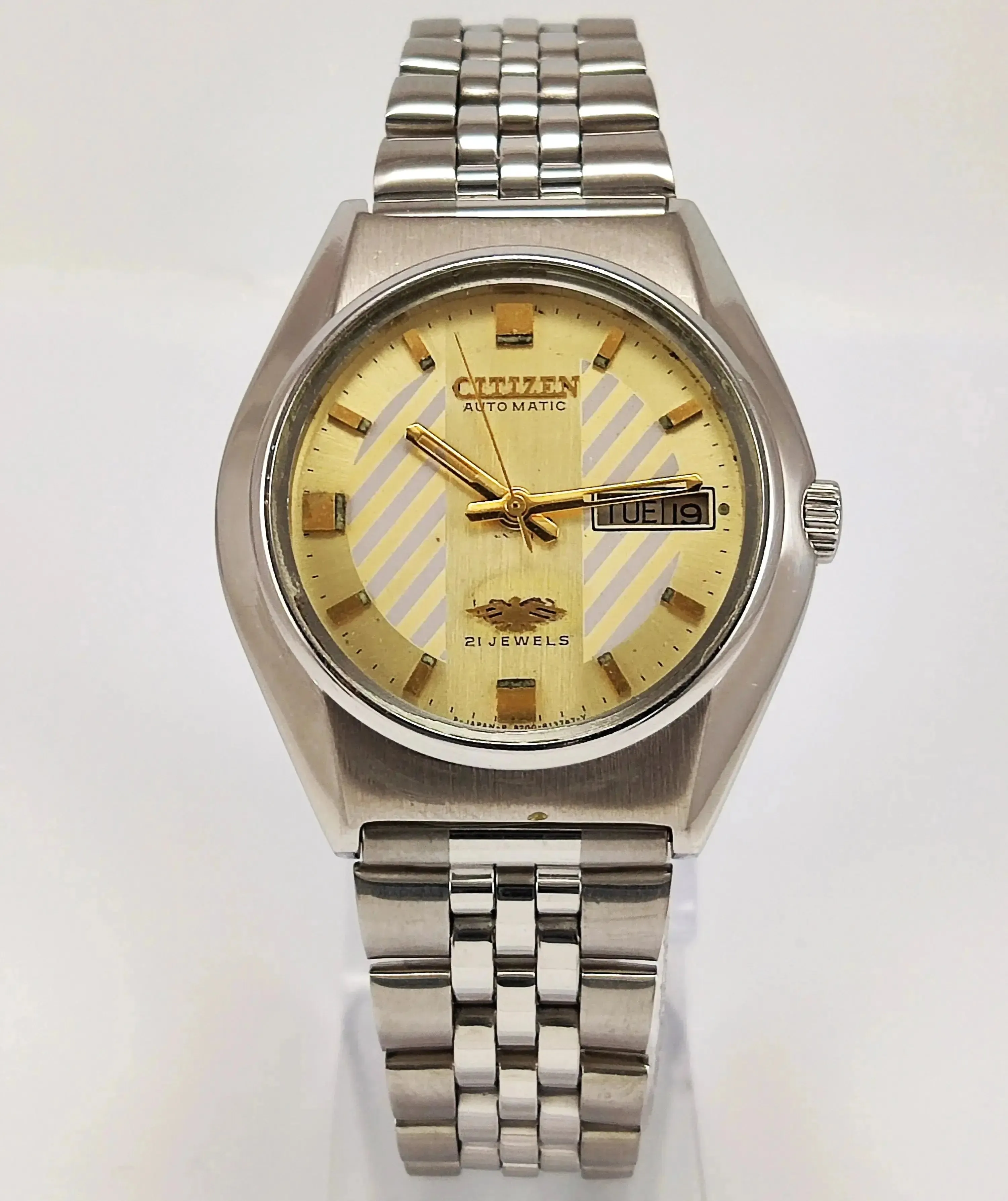 Citizen Cream Dial Automatic 21 Jewels Day Date Men's Watch 8200A