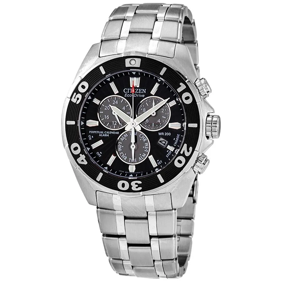 Citizen Signature Perpetual Calendar Eco-Drive Chronograph Black Dial Men's Watch BL5440-58E