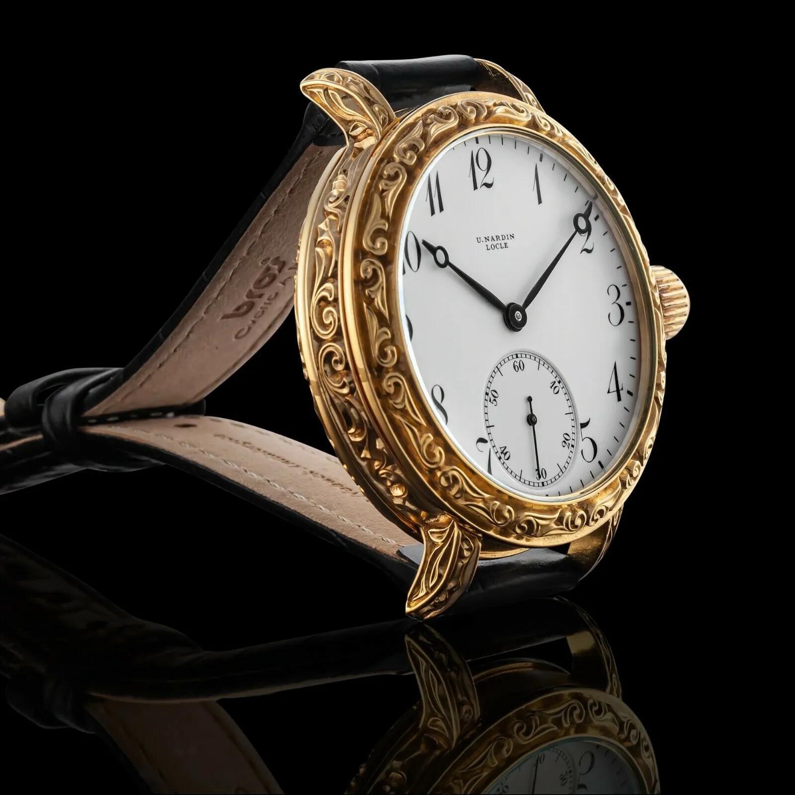 CLASSIC Men's Wristwatch fits Vintage ULYSSE NARDIN Movement & Original Enamel Dial